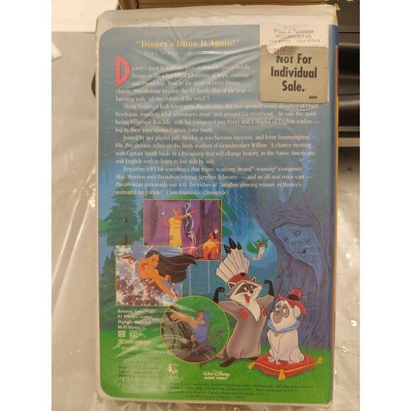 Walt Disney POCAHONTAS VHS Tape (Clamshell) 1995 - Picture 2 of 7